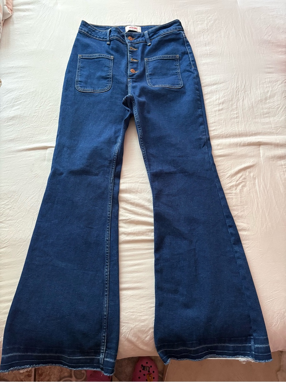 Wrangler Dark Blue Button-Fly Flare Jeans for Women